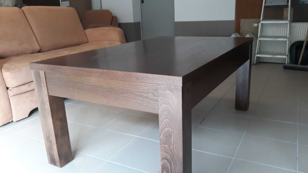 stół - ława do salonu 130x80 wys.56, ciemne drewno