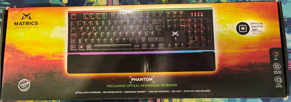 Matrics Phantom MSO550 – Teclado Mecânico Óptico RGB PT– Excelente estado