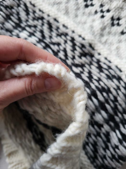 Duży ciepły komin szalik sweter kremowy wzór norweski casual splot