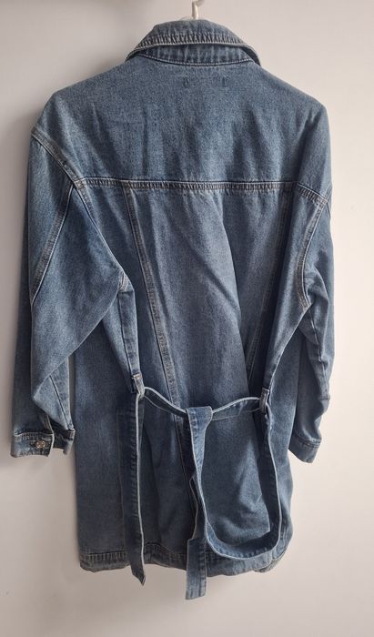 Katana kurtka jeansowa długa damska z paskiem Missguided 44/XXL