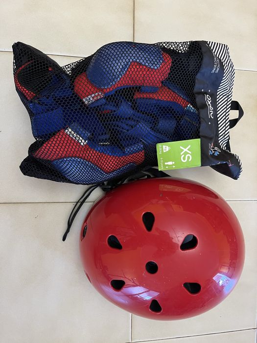 Kit proteção patins infati e capacete oxelo decathlon