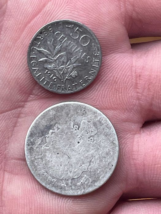 duas moedas em prata Francesas