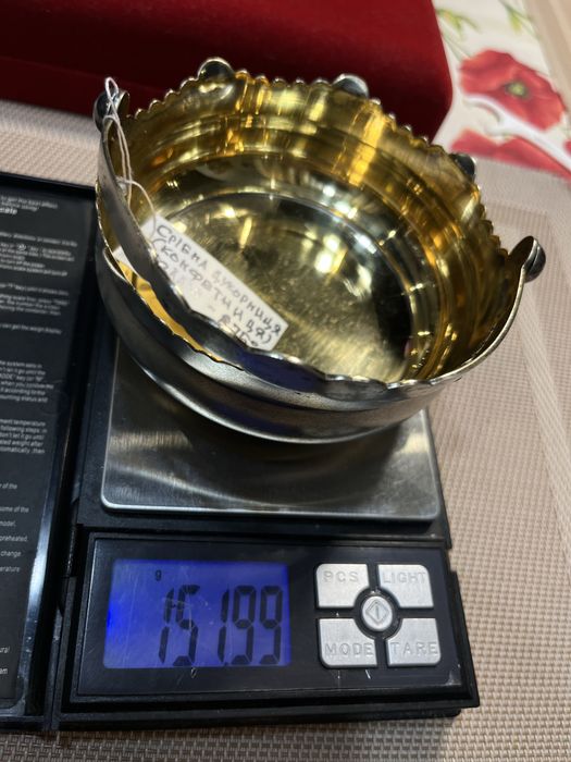 Серебряная сахарница( конфетница)с позолот.ТФ8 голова875’ СССР( 152грм