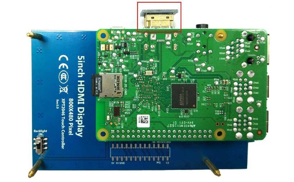 LCD TFT 5'' 800x480px HDMI+GPIO Raspberry Pi 4B/3B+/3/2/B+/Zero/Zero W