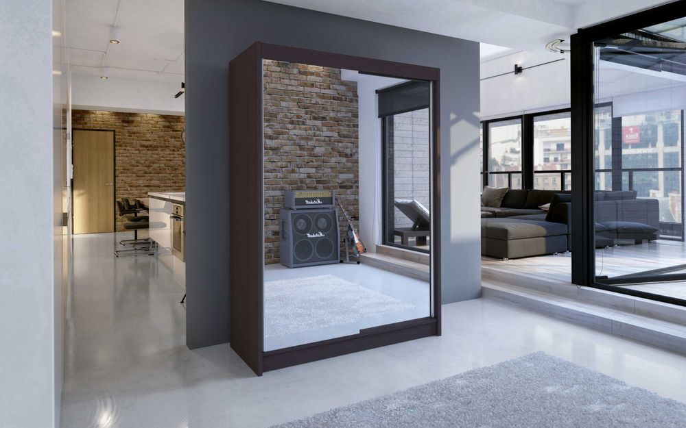 SZAFA przesuwna garderoba drążek półki 120 cm Lena X dostawa 2x lustro