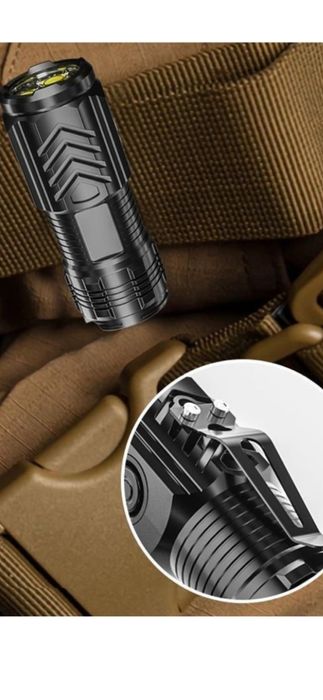 Mini Lanterna Potente 5 tipos de luz Recarregável Bateria Lítio Intern