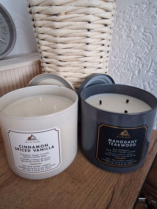 Bath & body works Świece White Born Mohogany i Cinnamon