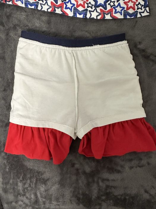 Літній костюм для дівчинки 5 років. Юбка-шорти та футболка на бретелях