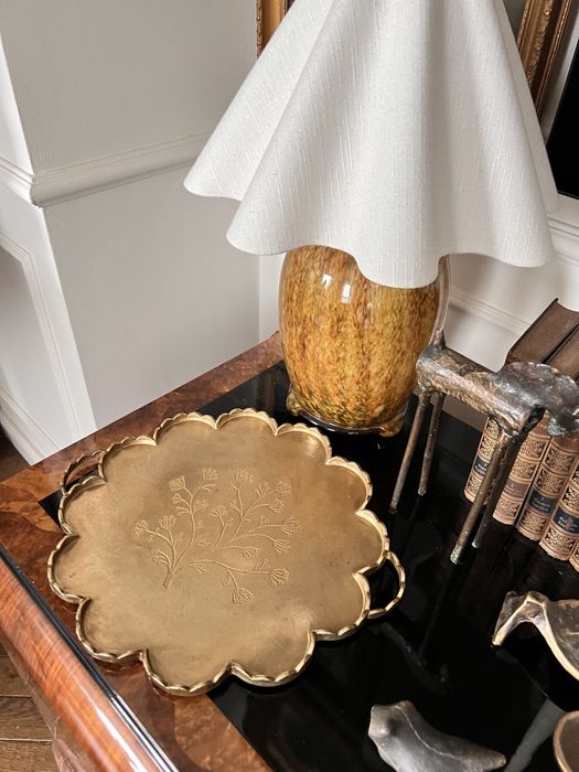 Duża bardzo ciężka patera 100% mosiądz mosiężna Austria 1970 vintage