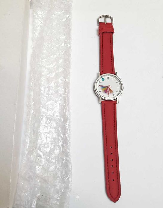 Relógio Redondo Pulso Bracelete Vermelha