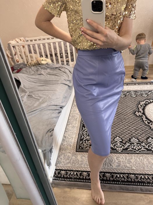 спідниця екошкіри   Голуба