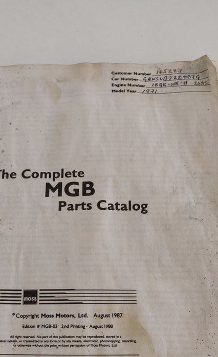 Catálogo de peças MGB