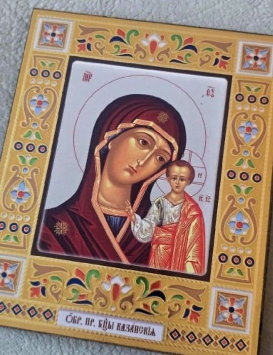 Matka Boska z Dzieciątkiem Jezus KAZAŃSKA Ikona na desce.