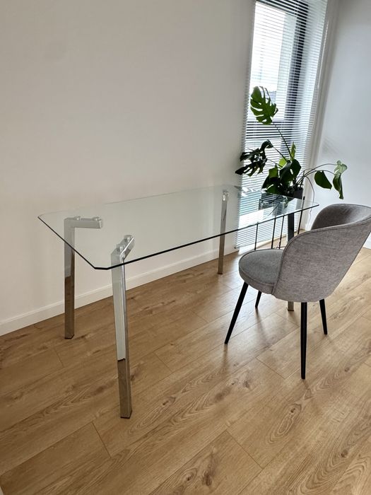 Szklany stół - 140x80 cm, wysokość 75 cm - elegancki, nowoczesny