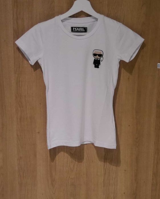 Karl Lagerfeld świetna koszulka haftowane logo 34 XS