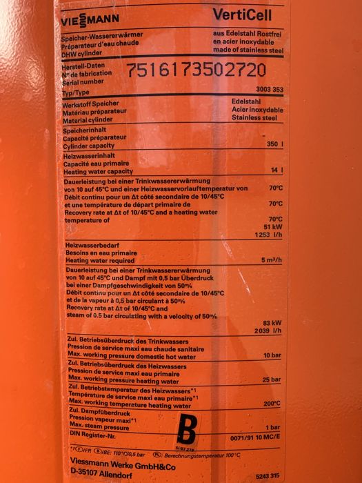 Bojler Nierdzewny VIESSMANN 350l z Rewizją,grzałka