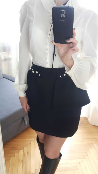 Spódnica z baskinką i perłami, Zara (NOWA)