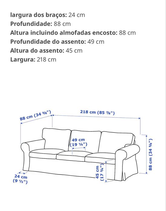 Sofá 3 lugares “IKEA” bege