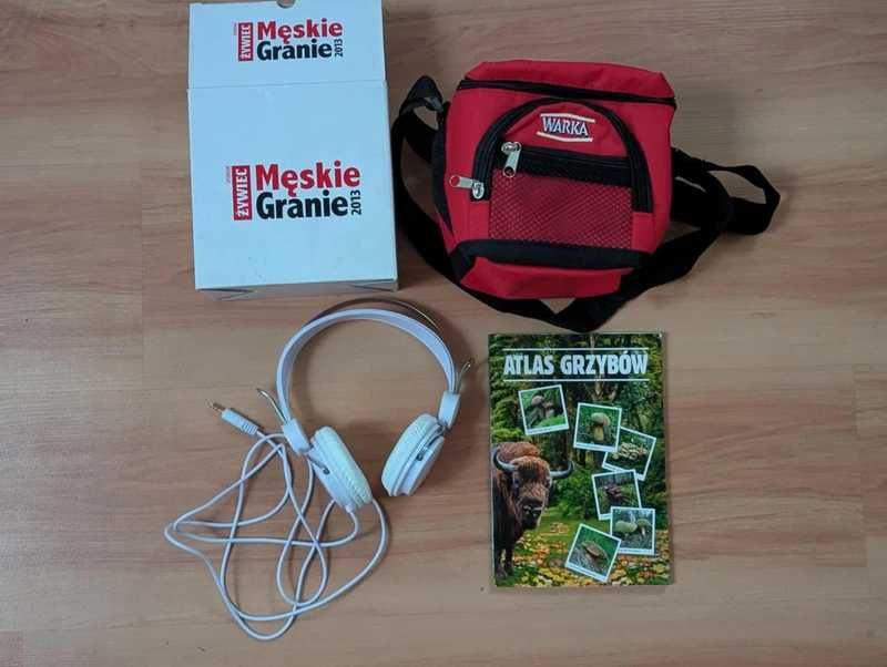 Oryginalne nowe gadżety z piwa Torba termiczna Warka, Słuchawki Żywiec