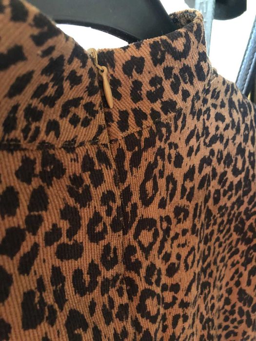 Sukienka w panterkę, cienki sztruks, zmysłowa, codzienna, rozmiar 36