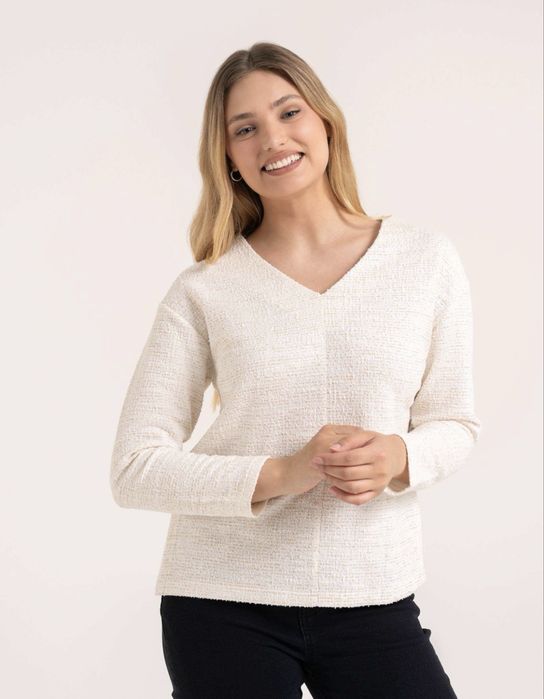 Bluzka damska sweterkowa ecru 3XL