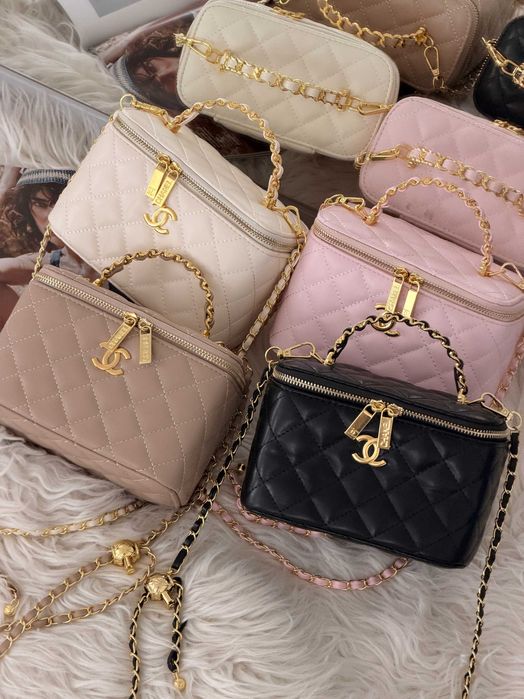 Сумка Chanel Chanel Vanity с зеркалом черный розовый через плече Шанель