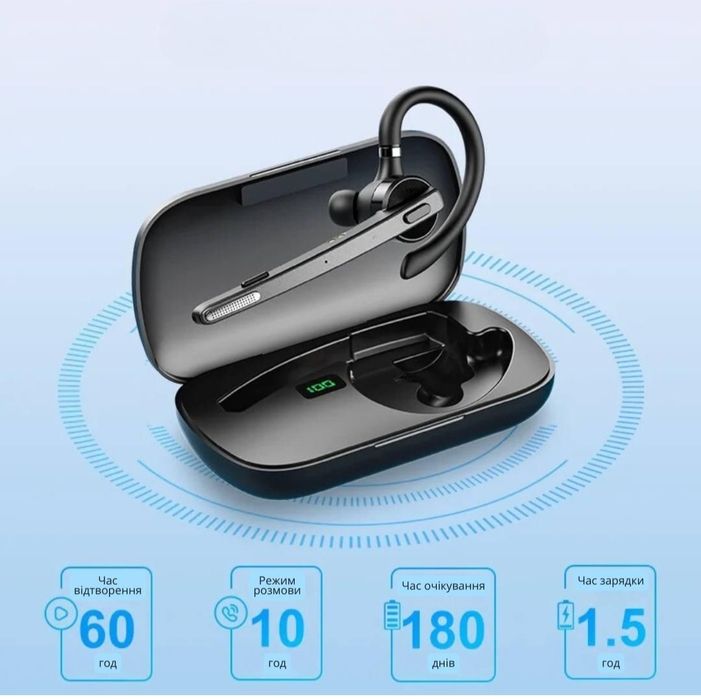 Блютуз гарнитура New Bee M53 с активным шумоподав. кейс для зарядки