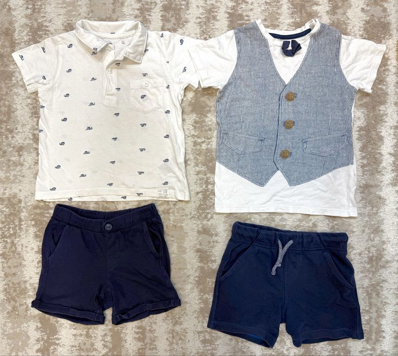 komplet dla chłopca: polo, t-shirt, szorty H&M, Cool Club r.92/98