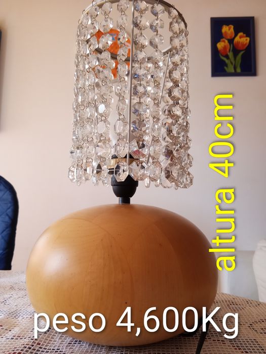 Candeeiro base pesada madeira, abajur handmade