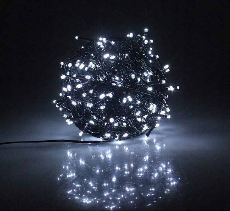 MOCNE Lampki Choinkowe Świąteczne Zewnętrzne Wewnętrzne 500 LED Białe