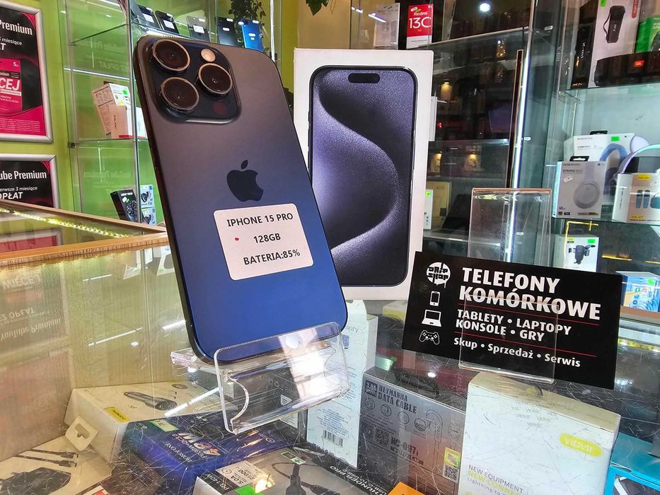 Iphone 15 Pro 128Gb Titanium Blue Bat:85% Gwarancja/SklepGSM/Lwsk