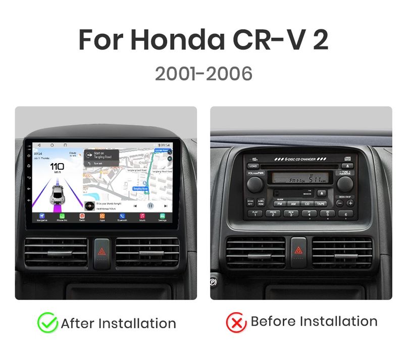 Rádio 9" android Honda Cr-V 2 de 2001-06 CARPLAY WIFI GPS NOVO