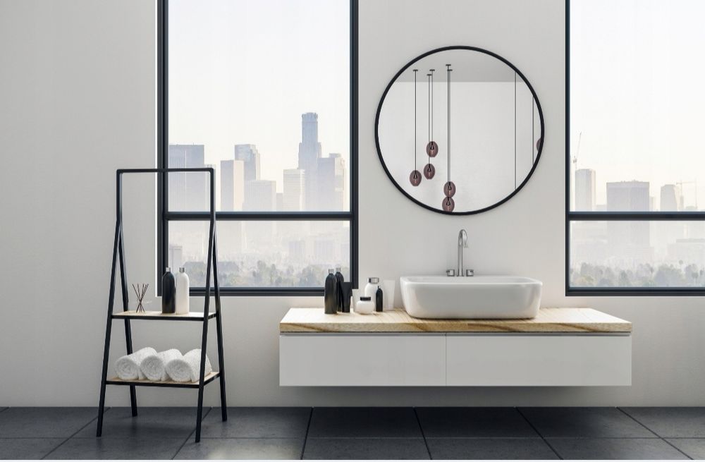 Nowe lustro LOFT 40 cm – czarna rama, eleganckie wykończenie