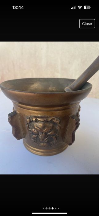 Conjunto antigo de almofarizes em latão e bronze