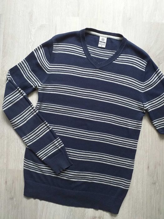 sweter sweterek męski w serek HOUSE slim pasy r. M