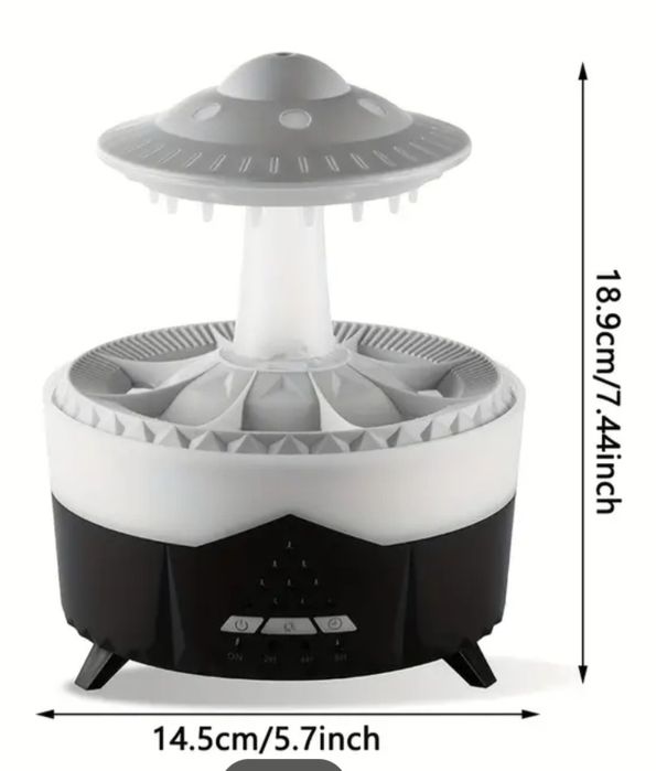 Humidificador com gotas de chuva