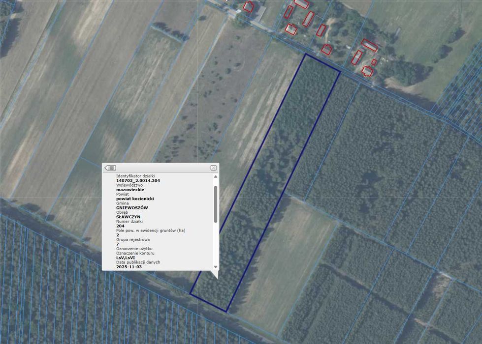 Działka leśno-rolna 2 ha – Sławczyn, gm. Gniewoszów (pow. kozienicki]