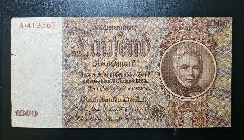 Banknot 1000 marek 1936 - Niemcy, Reichsmark - ekstremalnie rzadki