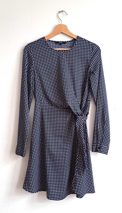 Vero Moda sukienka w kratkę granatowa S wiązana w pasie