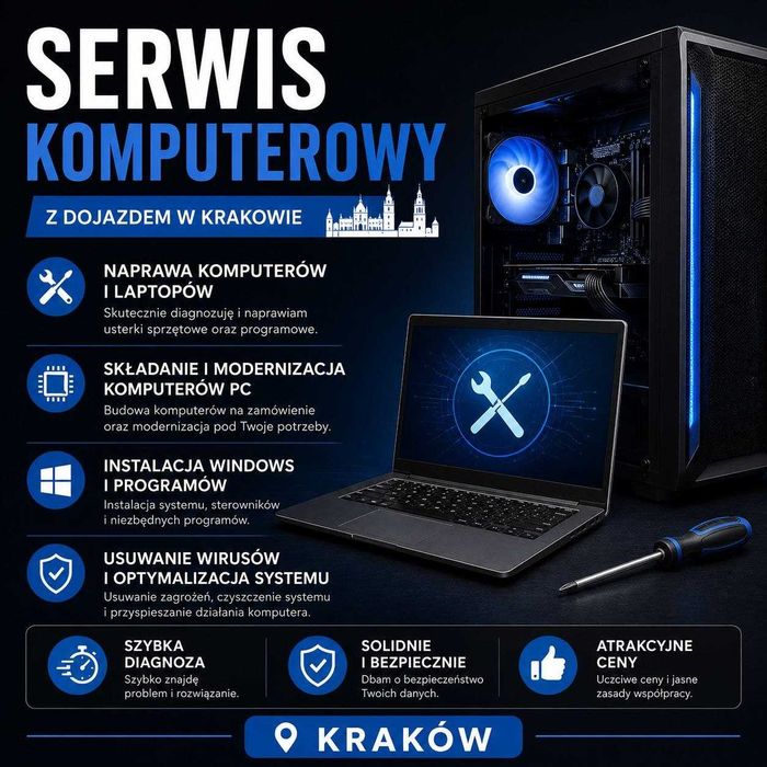 Serwis PC i laptopów | Dojazd do klienta | Kraków