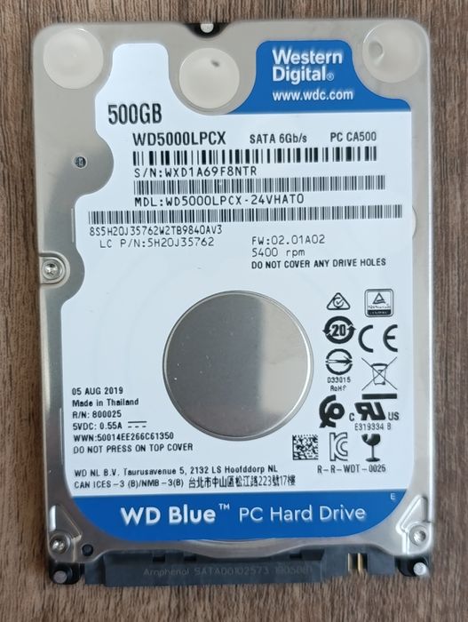 Жорсткий диск WD Blue 2.5" 500 GB (WD5000LPCX)