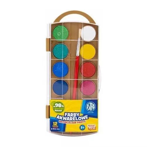 Farby akwarelowe Astra 12 kolorów - średnica 23,5 mm złota paletka JM 302123001. Astra. Nowy Produkt