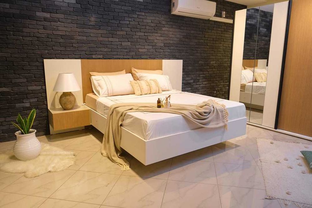 Conjunto Quarto Completo Casal Novo | Cama Roupeiro Cómoda Mesa