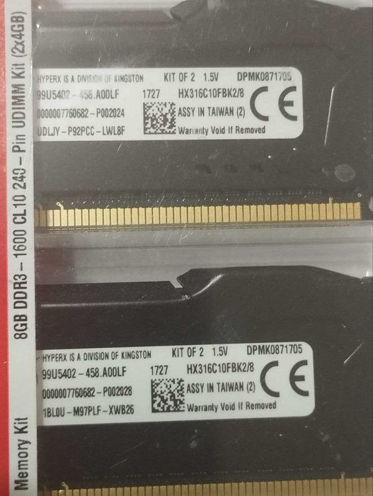 Ігрова оперативна пам'ять DDR3 8Гб (HX316C10FBK2/8)