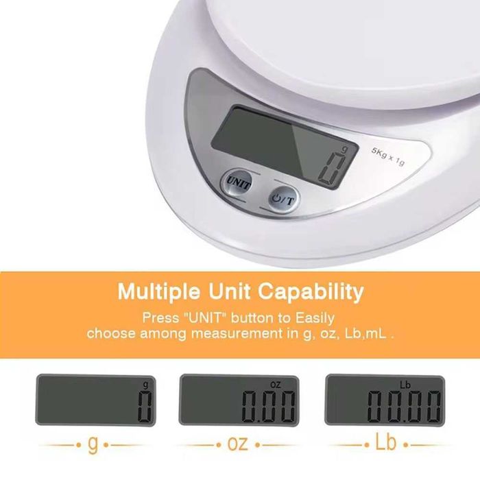 Balança Digital de Cozinha 5Kg x 1g LED – Kitchen Scale Portátil e