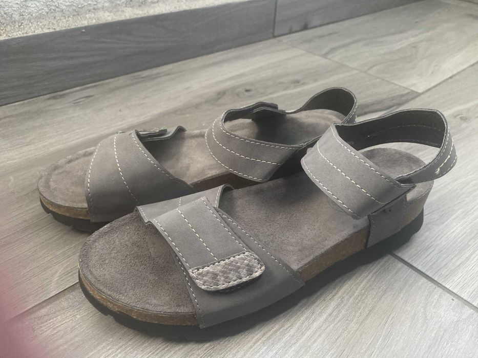 Sandały damskie Footflexx r. 38, szare, korek, stan bdb