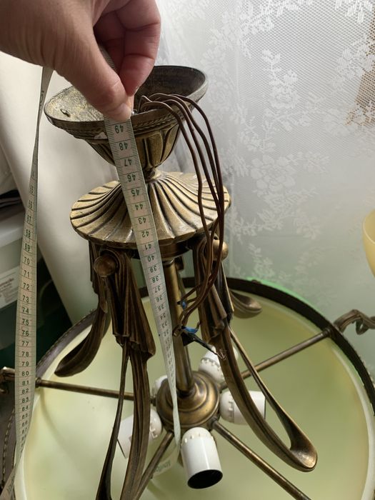 Candeeiro teto com 5 focos de luz em vidro e um central
