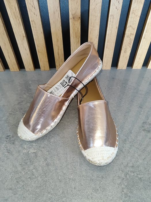 Złote różowe espadryle baleriny 37