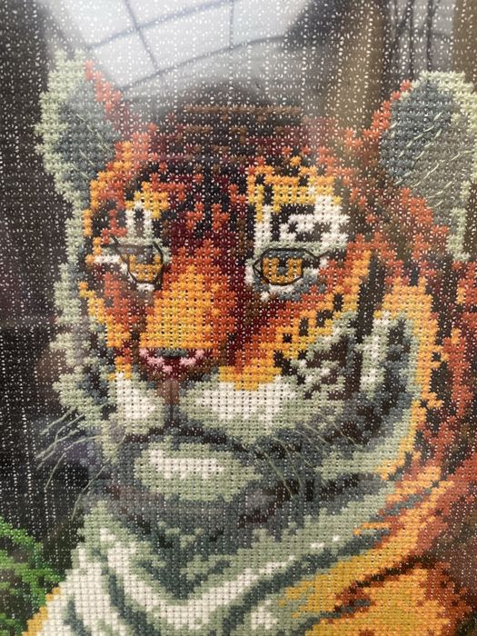 Картина  велика вишита хрестиком «Тигр», (95 смх70 см)