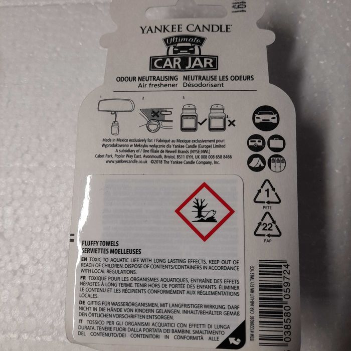 Odświeżacz Zapach do samochodu Yankee Candle Fluffy towels